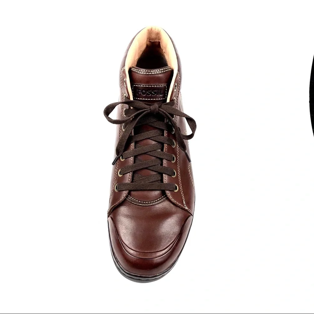 Fossil Mens Brown Leather Lace Up Boot Shoe Sz 12M